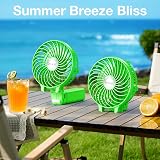 VersionTech Hand Held Fan Portable USB Rechargeable 3 Speeds Green view 7