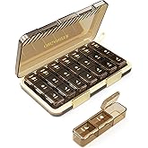 Pill Organizer 3x a Day, Large 7 Day 3 Times a Day Weekly Pill Box with 7 Detachable Pill Containers, Portable Daily Travel Medicine Pill Case Medicine Organizer for Vitamin Fish Oil Supplement, Brown