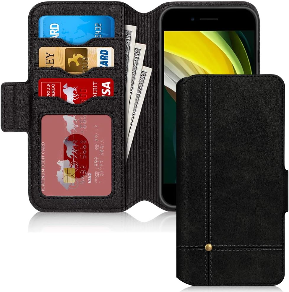 FYY Wallet Phone Case for iPhone 7/8/SE 2020 (2nd), Ultra Slim Flip Leather Wallet Phone Case Protective Shockproof Cover with Card Holder Kickstand Folio Case for iPhone 7/8/SE 2020 4.7