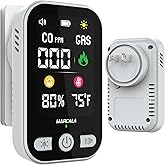 MARCALA 2026 1-Pack Travel Carbon Monoxide Detector | Carbon Monoxide Detectors Portable | Carbon Monoxide and Gas Detectors | Wall Plug-in & Battery for Power Outage | Temp, Humidity, Gas & CO Alarm!