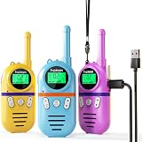 Inspireyes Rechargeable Walkie Talkies 3-Pack Kids Long Range 48hr Battery