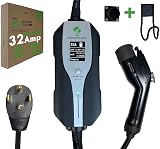 Primecom.Tech Level 2 Electric Vehicle (EV) Charger Amperage Adjustable (10Amp - 16Amp - 20Amp - 24Amp - 32Amp) 30Ft Cable EVSE Plug-in Hybrid (40 FT, 14-30P)
