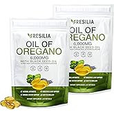 Resilia Oil Of Oregano Softgels with Black Seed Oil 6000mg – Organic Oregano Oil Capsules for Immune & Digestive Support – Non-GMO, Gluten-Free Softgels - 120 Count (Pack of 2)