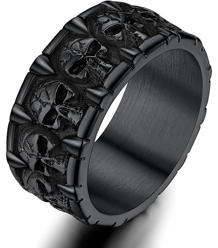 SAINTHERO Men's Vintage Stainless Steel Band Rings Gothic Devil