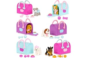 Pucci Pups - Collectible Puppy Set – 6 Toy Dogs Included – Carrier Purse – Food Bowls & Accessories – Toys for Kids 3+
