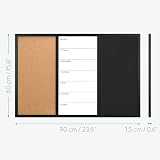 Navaris 3-in-1 Cork Board Whiteboard Chalkboard 90x60cm Magnetic Memo view 5