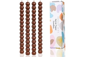 LPUSA Brown Spiral Taper Candles Twisted Candle Conical Stick Candles for Holiday Wedding Party Wax Unscented Dinner Candle Dripless,Christmas Gift H 10 Inch, 4pcs（Brown-C）