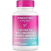 Pink Stork Myo-Inositol & D-Chiro Inositol: 3.6:1 Blend to Support Fertility, Hormone Balance for Women - Ovarian Function, Ovulation, Conception, and Period Support Supplement - 60 Capsules