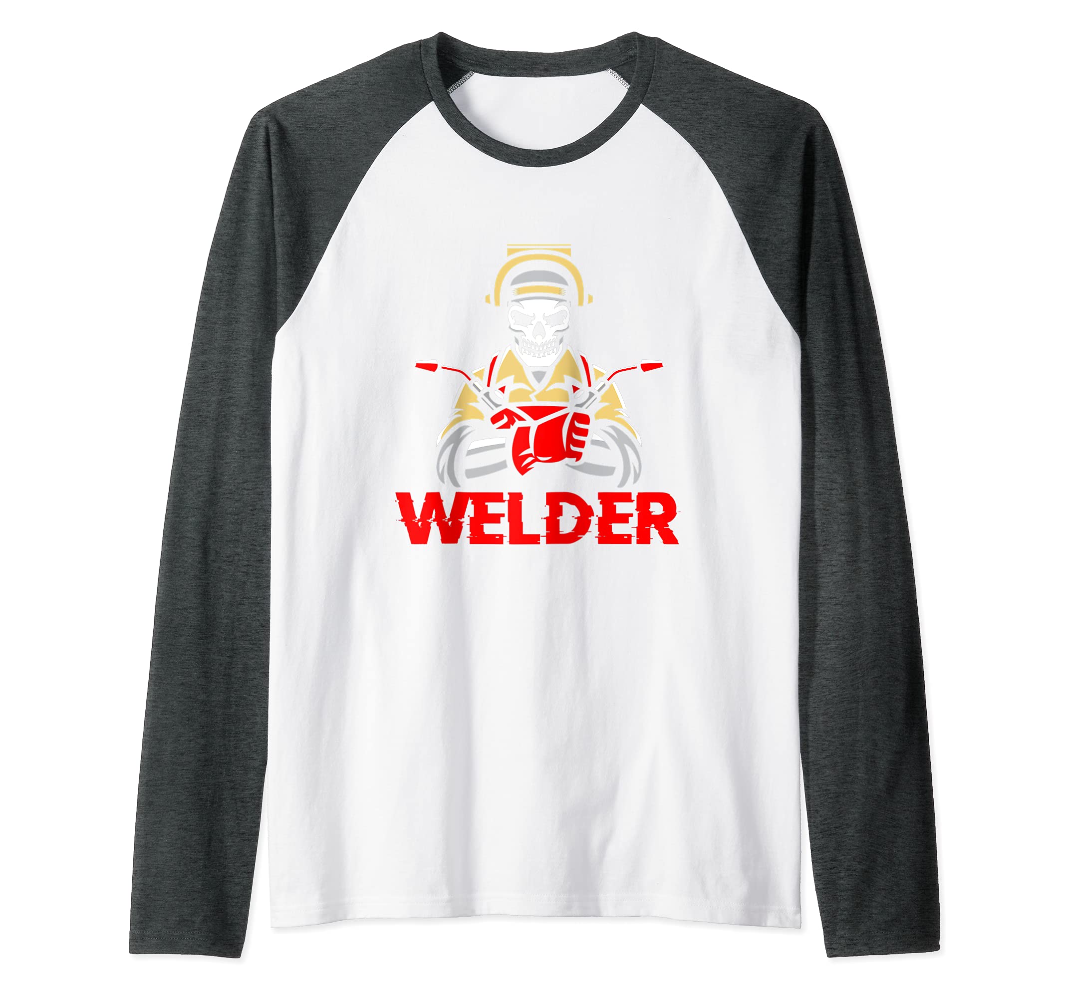 Skull Welder Engineer Engineering Welding Fabrication Raglan Baseball Tee