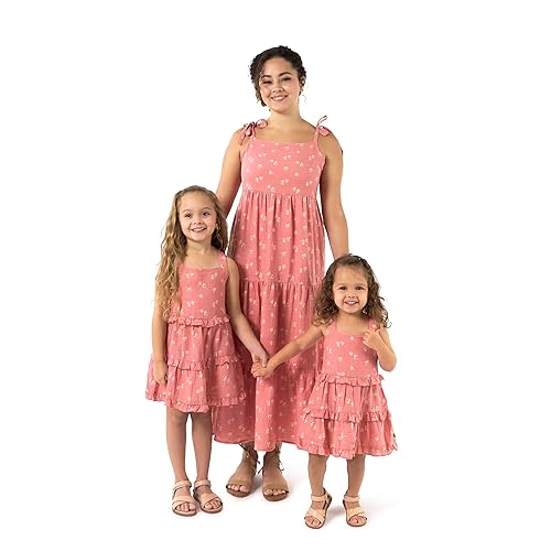 Modern Moments by Gerber Baby Girls' Women Mommy and Me Gauze Dress, Pink Raspberries, Medium