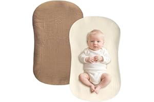 Hooyax Muslin Baby Lounger Cover 2 Pack, Soft and Breathable Newborn Lounger Cover, Adorable Baby Nest Slipcover for Boys Gir