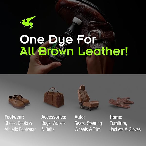 GRIFFIN BROWN SHOE DYE – 2.5 OZ – LEATHER COLOR RESTORER – REPAIRS SCUFFS, SCRATCHES & FADING – PERMANENT SHOE DYE KIT FOR LEATHER, SUEDE, FURNITURE, CAR SEATS, BOOTS & MORE – MADE IN USA