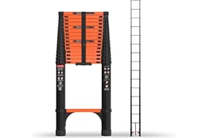 SINMEIRUN 20.3 FT Telescoping Ladder, Aluminum Extension Ladder, 330 lbs Load Capacity, Multi-Purpose Collapsible Ladder for Home and Work; Orange