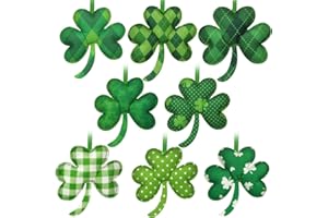 DDLP 8pcs St Patricks Day Ornaments for Tree Felt Shamrock Ornaments St Patricks Day Tree Decorations Good Luck Hanging Shamrocks Decorations