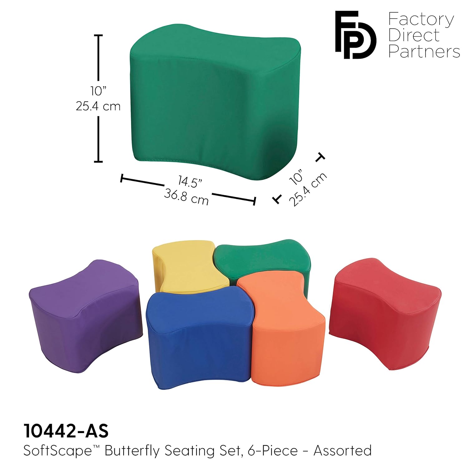 FDP SoftScape 10 inch Butterfly Stool Modular Seating Set for Toddlers and Kids, Soft Lightweight Foam, Colorful Flexible Seating for In-Home Learning, Classrooms and Daycares (6-Piece Set) - Assorted: Industrial & Scientific