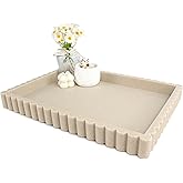 YMXYJM-Scalloped Coffee Table Tray,Ottoman Tray for Modern Home Decor. 14" Decorative Tray for Entryway Table Decor, Living Room Table Decor, Coffee Table Centerpiece - Beige Resin
