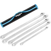 DURATECH 5-Piece Extra Long Wrench Set, Double Box End, Metric | 0 Degree Offset, CR-V Steel, 8mm, 10mm, 12mm, 13mm, 14mm, 15mm, 16mm, 17mm, 18mm, 19mm, Organized in Rolling Pouch