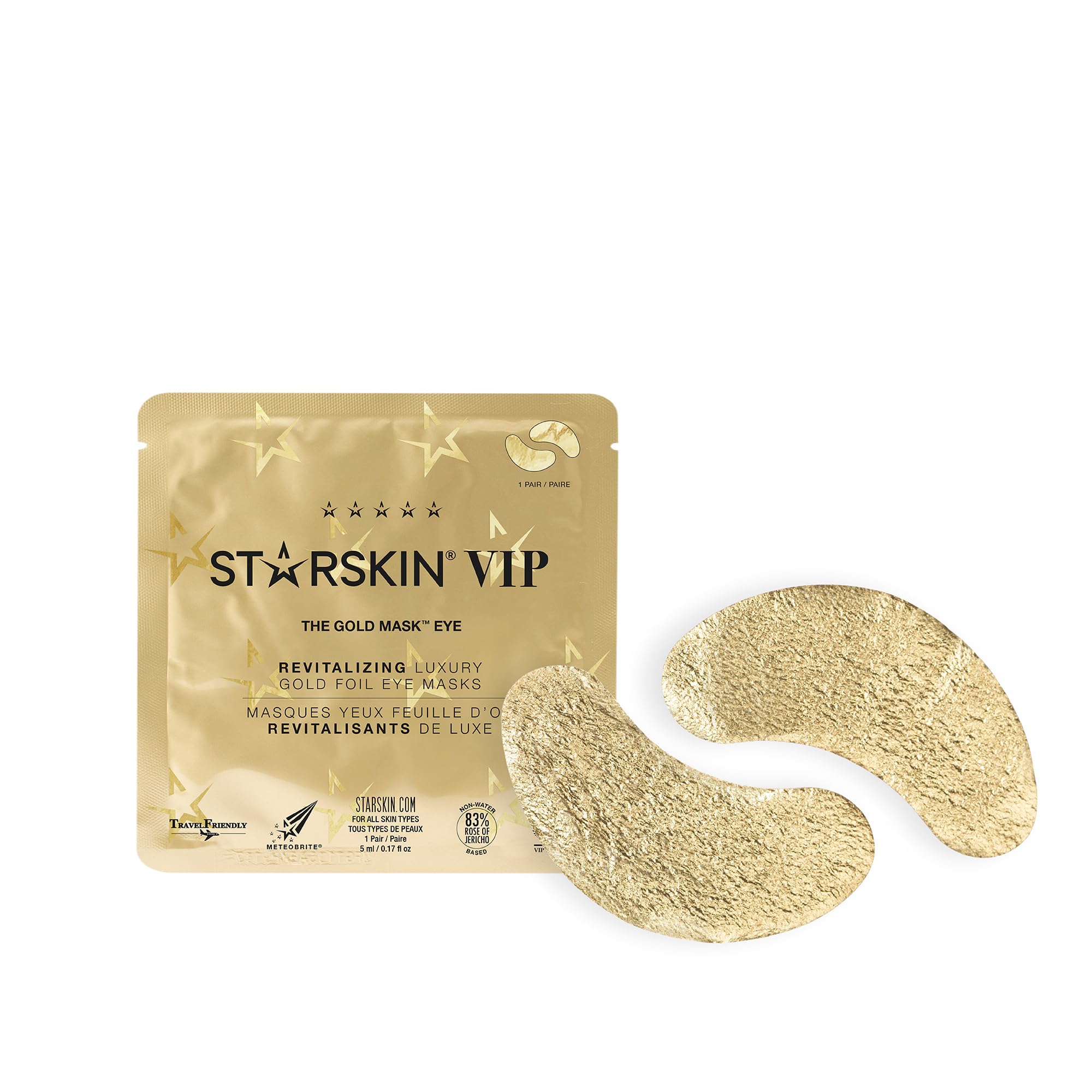 STARSKIN VIP Gold Mask Eye 5 Pack, Gold Undereye Mask Patches, For Puffy Eyes and Wrinkles, Revitalizing and Hydrating, K Beauty Skincare
