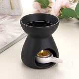 BSTKEY Ceramic Oil Burner Aroma Diffuser Black with Tealight Spoon view 2