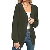 QUALFORT Women's 100% Cotton Cardigan Sweaters for Women Button Down Oversized Knit Outerwear with Pockets Fall Cardigan 2026