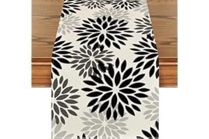 Artoid Mode Black Dahlia Floral Pinnata Halloween Table Runner, Fall Autumn Kitchen Dining Table Decoration for Home Party De