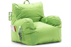 Big Joe Dorm Bean Bag Chair with Drink Holder and Pocket, Spicy Lime Smartmax, Durable Polyester Nylon Blend, 3 feet
