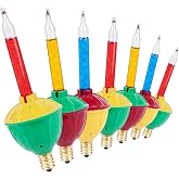 7 Pack Replacement Bubble Lights Bulbs, MultiColor Bubble Fluid Lights Bulb | Vintage Christmas Lights for Xmas Christmas Tree Decorations, C7/E12 Candelabra Base, Red, Orange, and Blue