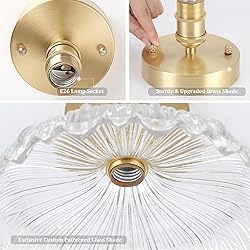 Shenmoyl Semi Flush Mount Ceiling Light, Gold