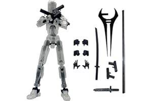 QAONIE 3D Printed 5.54-inch Multi-Jointed Action Figures Dummy13, Full Body Mechanical Movable Toy, Multiple Accessories, Hand Painted Figure, Desk Decoration, Creative Gifts (Transparent)