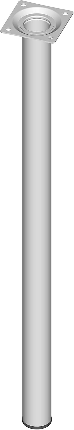 Element System Steel Pipe Feet Round Table Leg, Furniture Feet including Screw-On Plate, 11100-00064, White, 60 cm