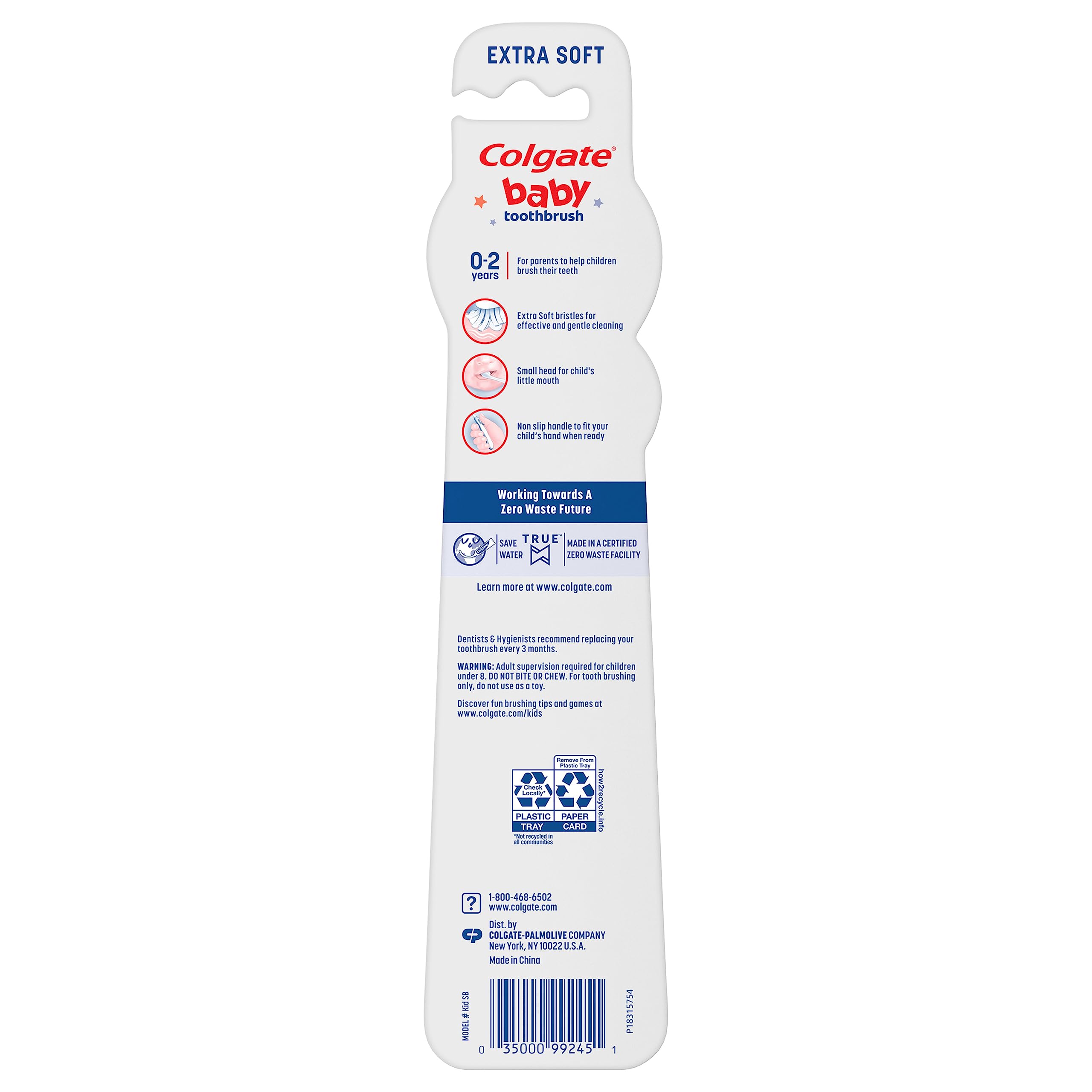 Colgate My First Baby and Toddler Toothbrush, Extra Soft Infant Training Toothbrush, Ages 0-2, 6 Count