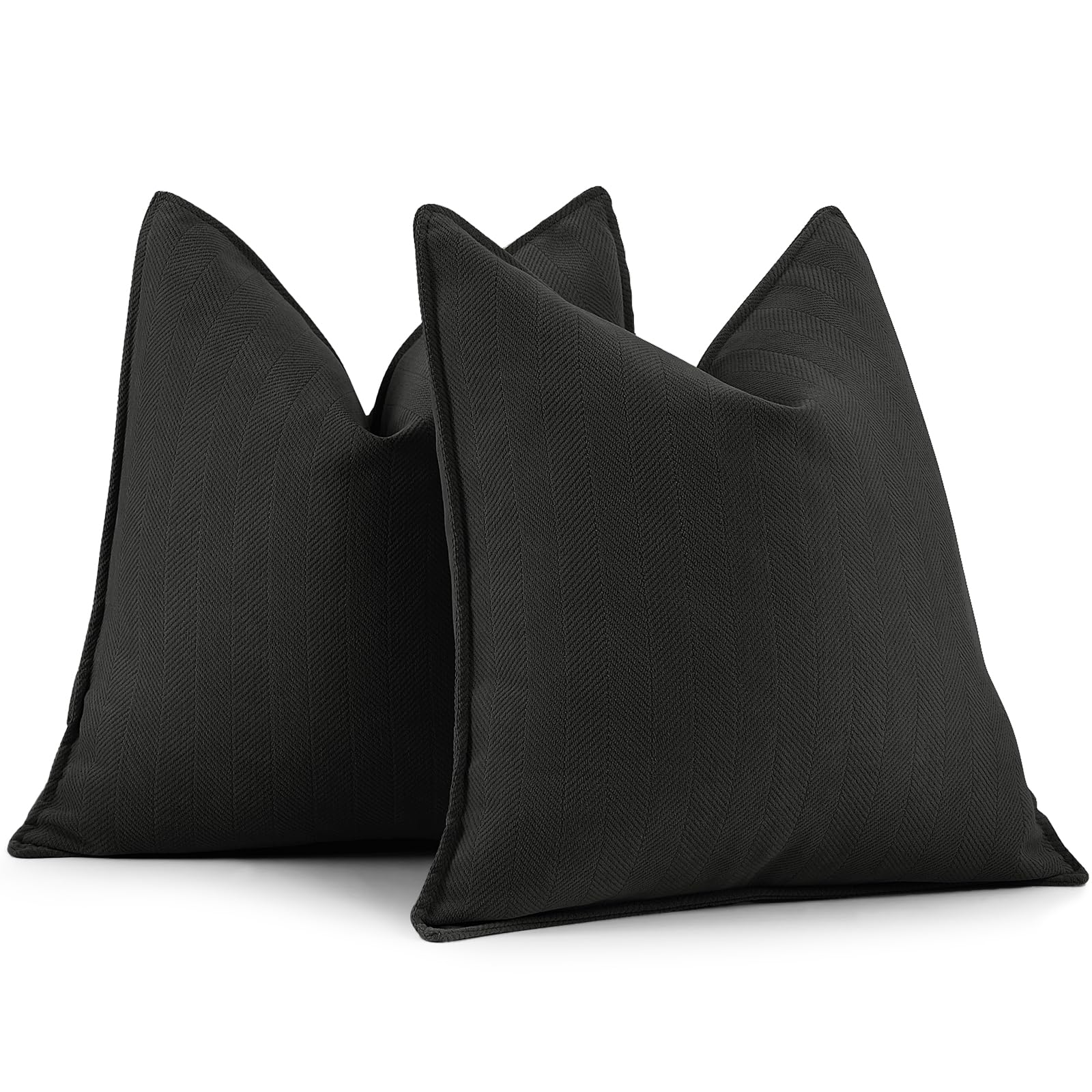 Photo 1 of ZWJD Black Pillow Covers 22x22 Set of 2 Chenille Throw Pillow Covers with Elegant Design Soft and Luxurious Decorative Throw Pillows for Couch, Bed, and Home Decor