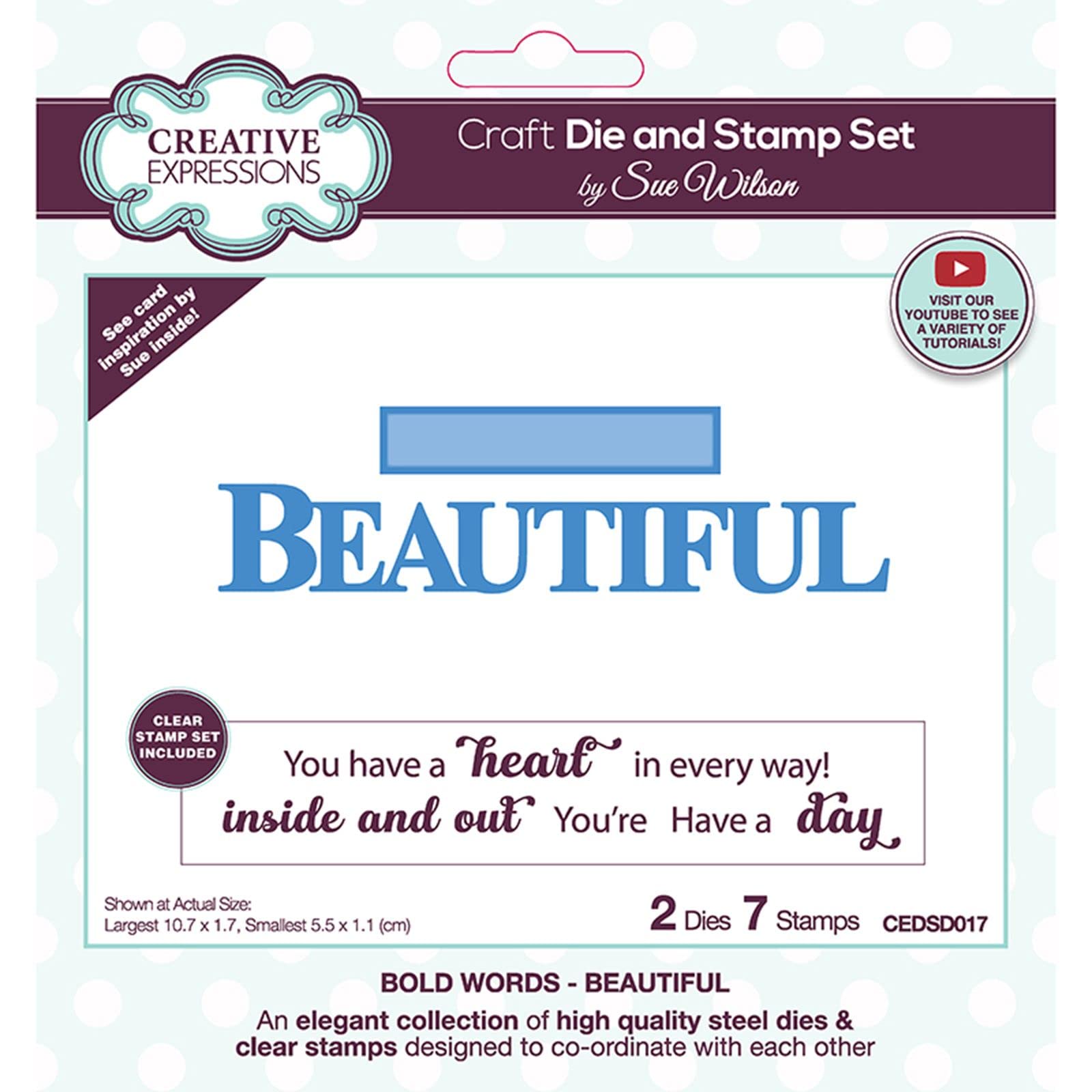 Sue Wilson - Beautiful - Craft Die & Stamp Set