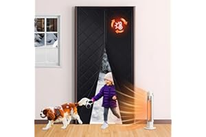 RYB HOME Magnetic Thermal Insulated Door Curtain for Winter Made of Thicken Cotton, Energy Saving Insulation Sreen Door Draft Stopper Cover Blanket for Living Room Doorway, W36xL82, Black, 1 Panel