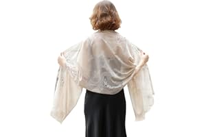 Lace Shawls for Women Wraps for Evening Dresses Scarfs for Women Dressy Wedding Shawl Beige