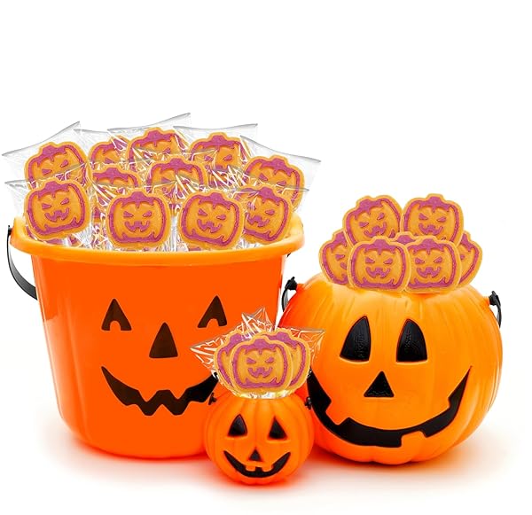 FRUIDLES ORANGE PUMPKIN TATTOO LOLLIPOP SUCKERS CANDY, GREAT FOR GOODY PARTY BAG FILLERS, INDIVIDUALLY WRAPPED (HALF-POUND)