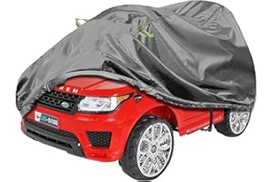 LYUND Kids Ride-On Toy Car Cover,600D Large Waterproof Cover for Power Wheels Jeep Truck, All-Weather Protect Kids Electric Car from Wind, Rain, Snow - Universal Fit(Grey)