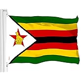 G128 Zimbabwe Zimbabwean Flag | 3x5 Ft | LiteWeave Pro Series Printed 150D Polyester | Country Flag, Indoor/Outdoor, Vibrant Colors, Brass Grommets, Thicker and More Durable Than 100D 75D Polyester