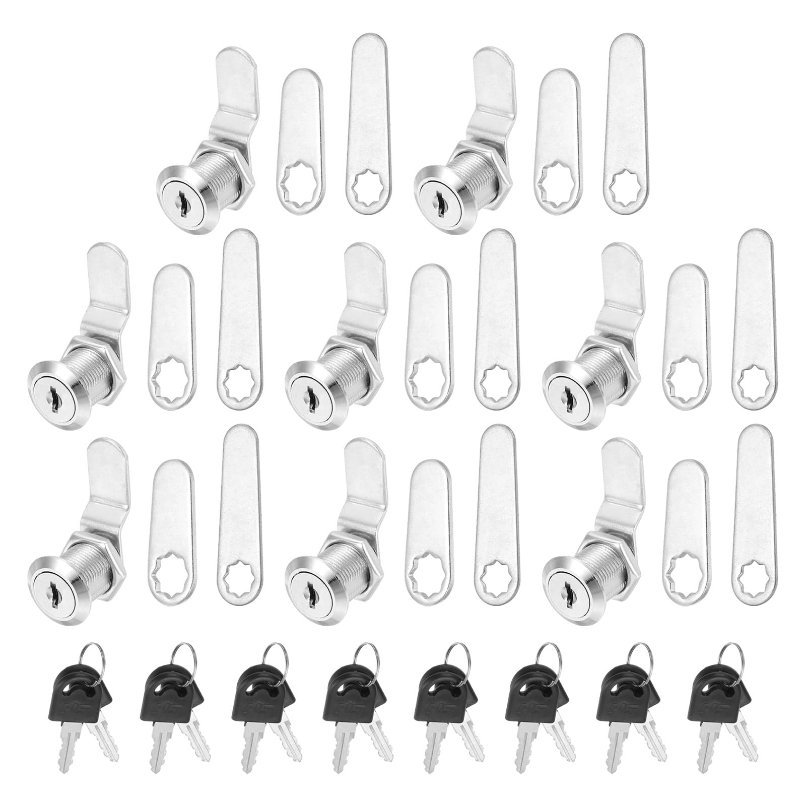 PATIKIL 3/4 Inch Keyed Alike Cabinet Locks with Key, 8 Pack Cam Replacement Lock Cylinder Toolbox Lock for RV Drawer Storage Cart Mailbox, Silver