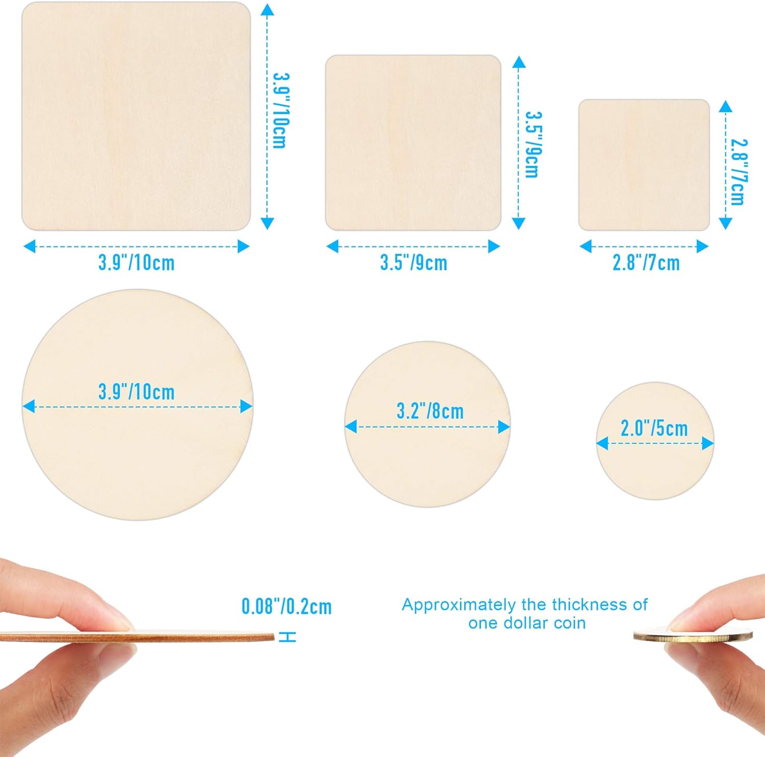 Unfinished Wood Pieces (100 Pcs 2”–4”), Jetika Blank Wood Slices for Scrabble Tiles Home Wall Decoration, Natural Unfinished Wood for Crafts Ornaments Coasters DIY Painting Pyrography Wooden Letters