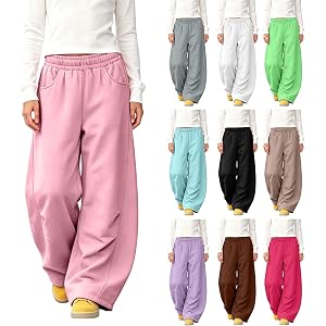 AIMAOMI Girls Barrel Sweatpants Straight Wide Leg Baggy Joggers Track Pants for Girls Athletic Loose Trousers with Pockets