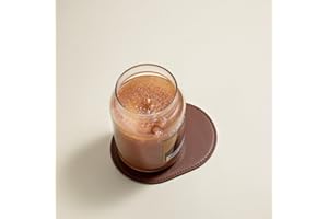 OLETHA Candle Holder Coaster Set of 2 - Compatible with Yankee Jar Candles - Aesthetic Decorative Mat for Table Protection - Tan