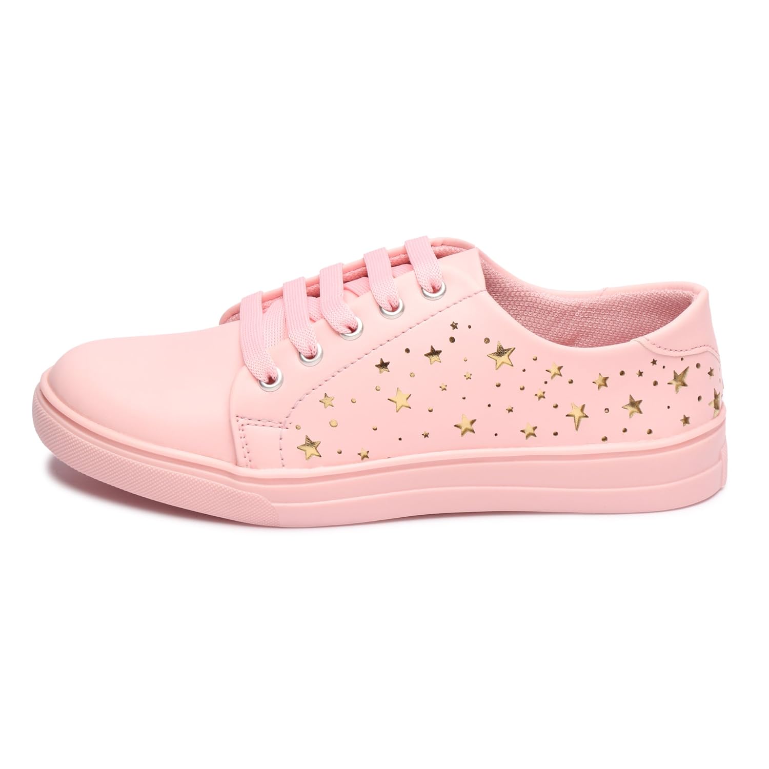 lockey women's pink small star printed casual sneakers