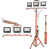 30000 Lumen Work Lights with Stand, 3 Adjustable Head LED Work Light with Foldable Stand and 16FT Cord, IP66 Waterproof, for