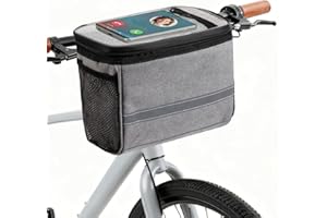 MATTISAM Bike Handlebar Bag - Front Basket with Bike Phone Mount, Bicycle Cooler Pouch Pack for Kids Girls Boys Men Women