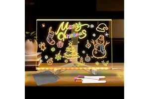 LED Note Board with Colors, Acrylic Dry Erase Board with Light, Glowing Acrylic Message Board, Light up Dry Erase Board with 