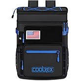 COOLREX Large Backpack Cooler 36 Can Cooler Backpack with 2 Insulated Compartments Leak Proof Waterproof Travel Backpack, Camping Beach Picnic Lunch Thermal Bag for Women and Men (Black)