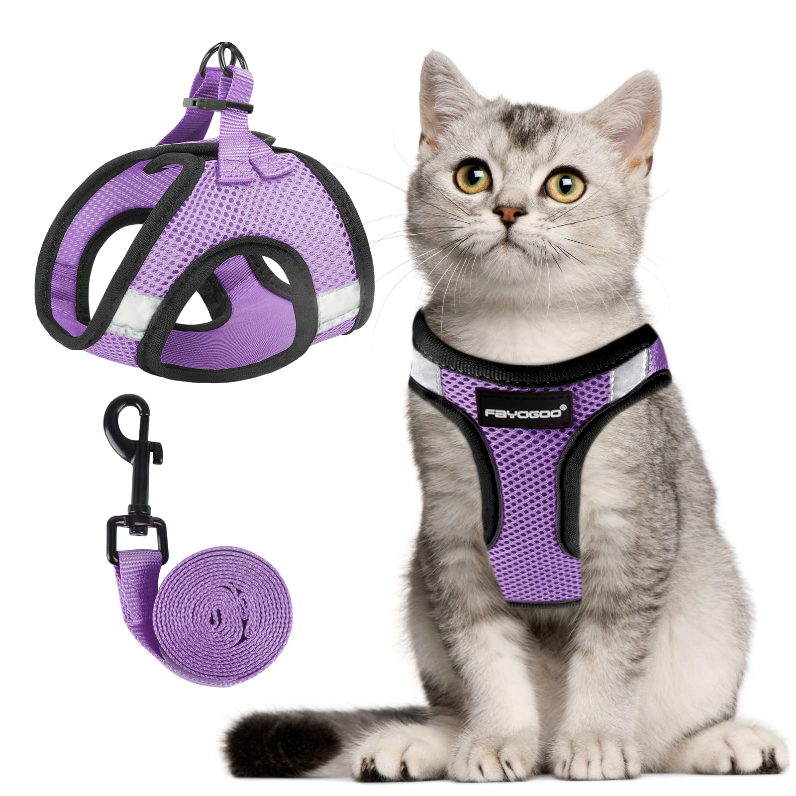 FAYOGOO Cat Harness and Lead Set Escape Proof for Medium Large Cat Dog Outdoor Walking Step In Breathable Soft with Leash Easy to Put On with Reflective — image 1