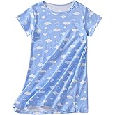 Uobzyaq Girls' Nightgowns Short Sleeve Nightdress Cotton Sleep Shirt Pajamas Dress Sleepwear