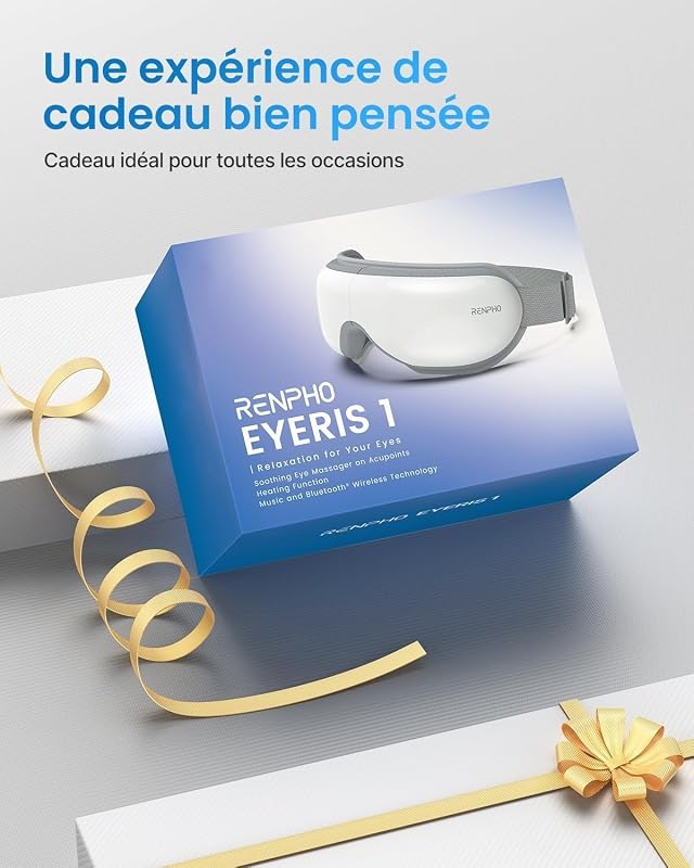 Cadeau Femme Homme, Masseur Oculaire avec Chaleur, Blanc
